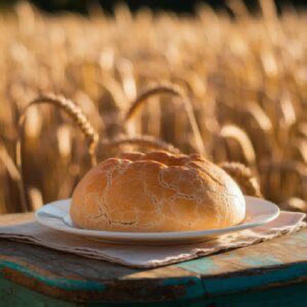 Golden squares of Macedonian proja cornbread with crumbled feta