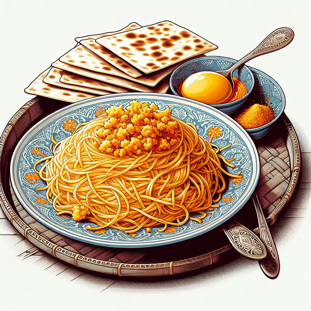 Sweet Omani balaleet with vermicelli, spices and a golden egg topping