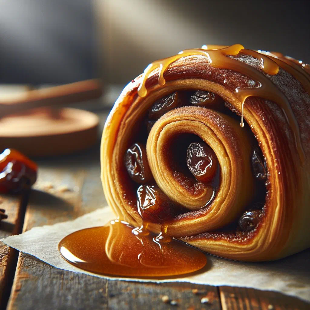 Cinnamon date rolls dusted with coconut on a serving plate