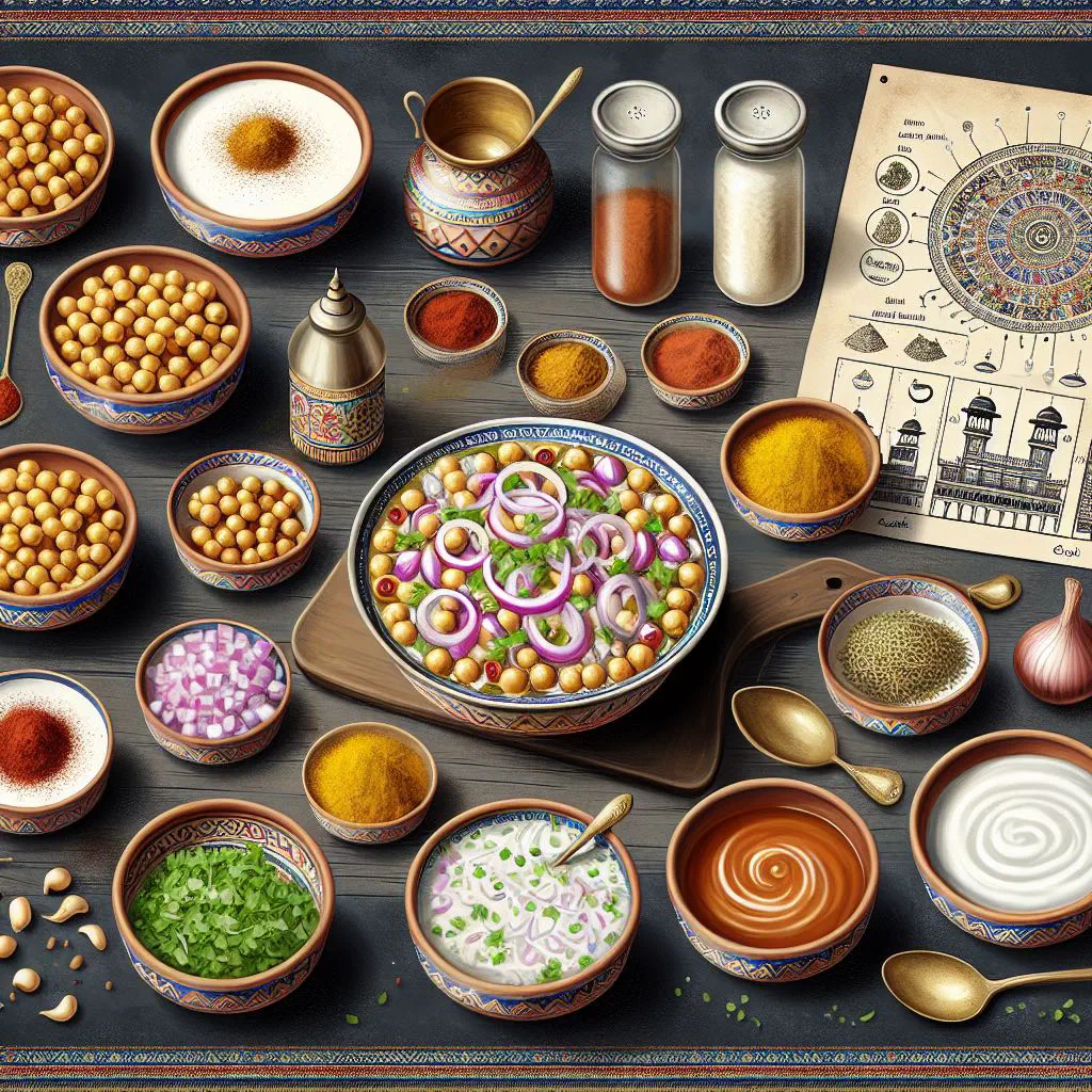 Chaat with chickpeas, yoghurt, tamarind sauce and fresh herbs
