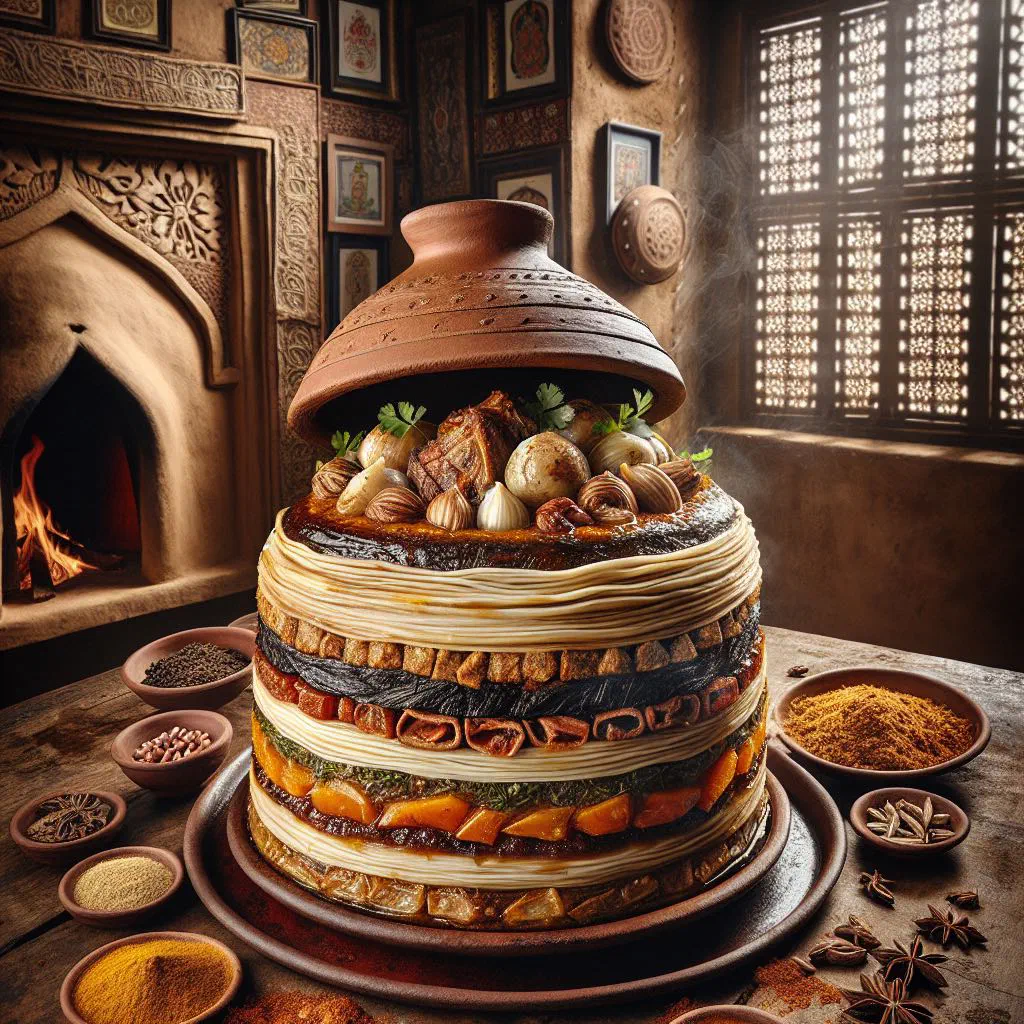 Slow-cooked Dum Pukht with tender meat and fragrant rice in a sealed pot