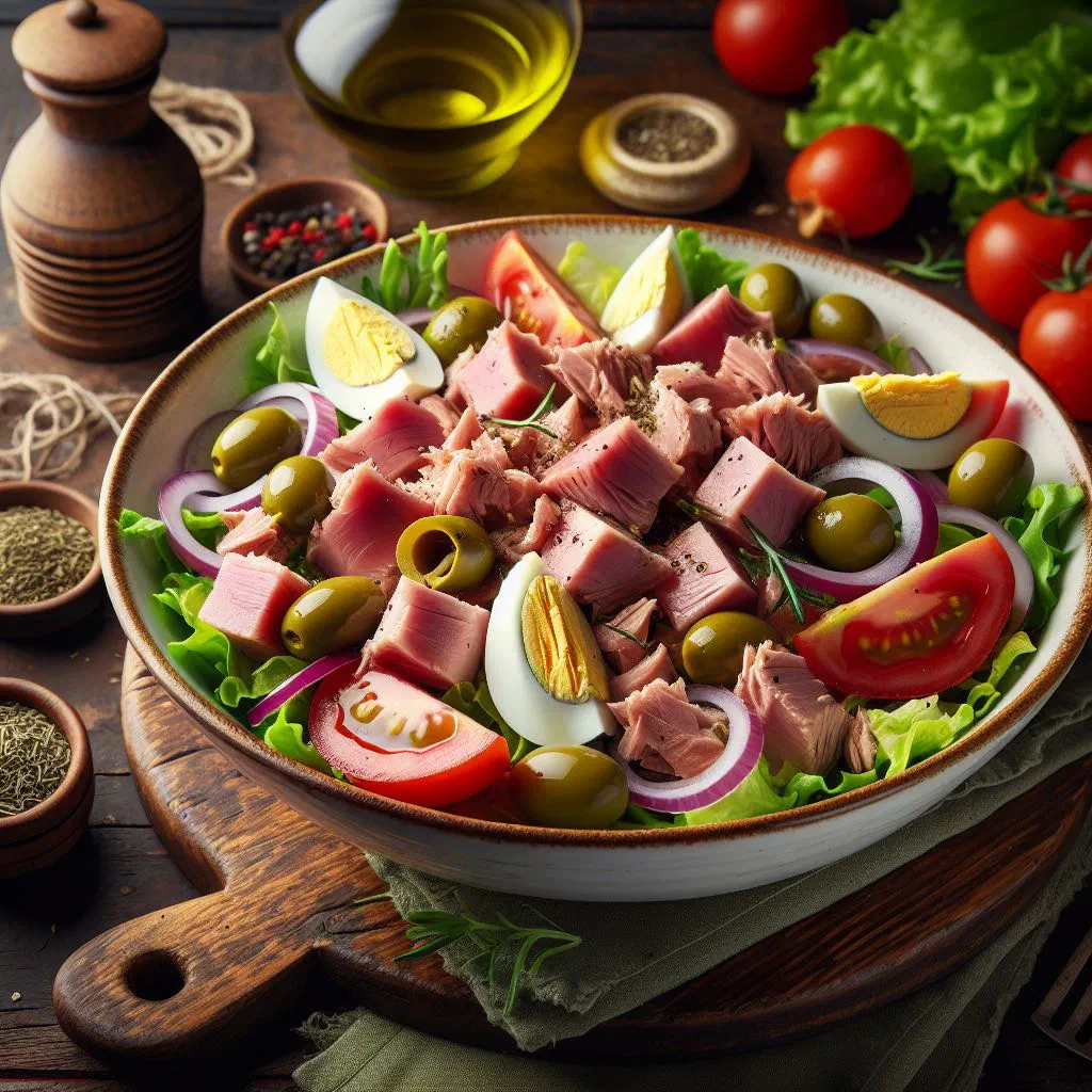 Fresh Panamanian tuna salad with tomato, red pepper and lime