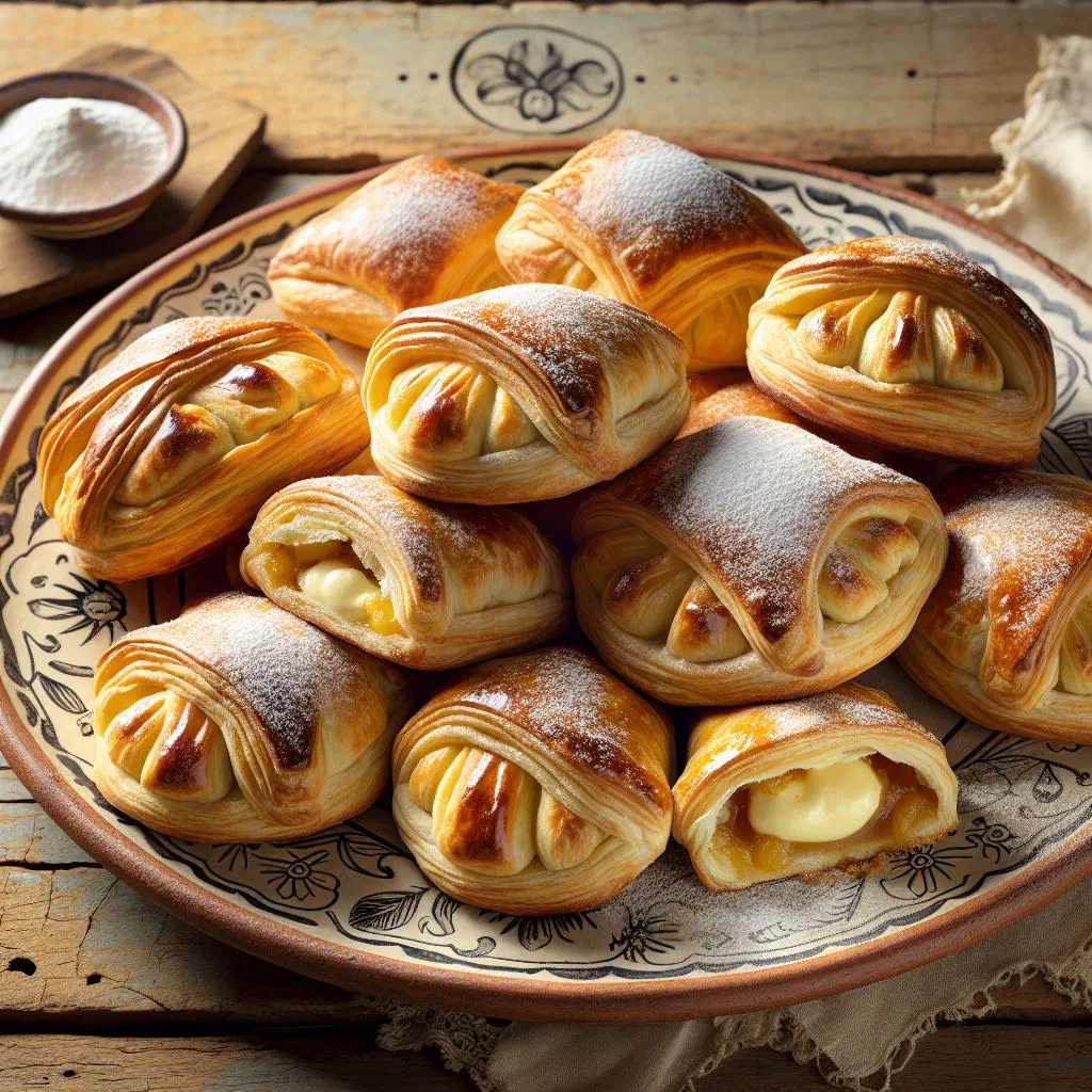 Golden fried filled hojaldras stuffed with cheese on a plate