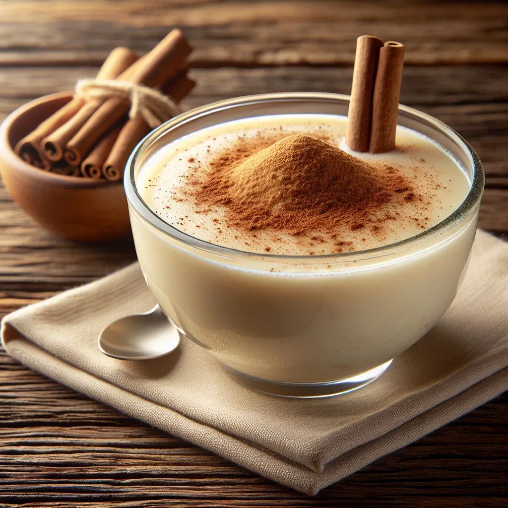 Creamy Panamanian mazamorra served in a bowl with a dusting of cinnamon