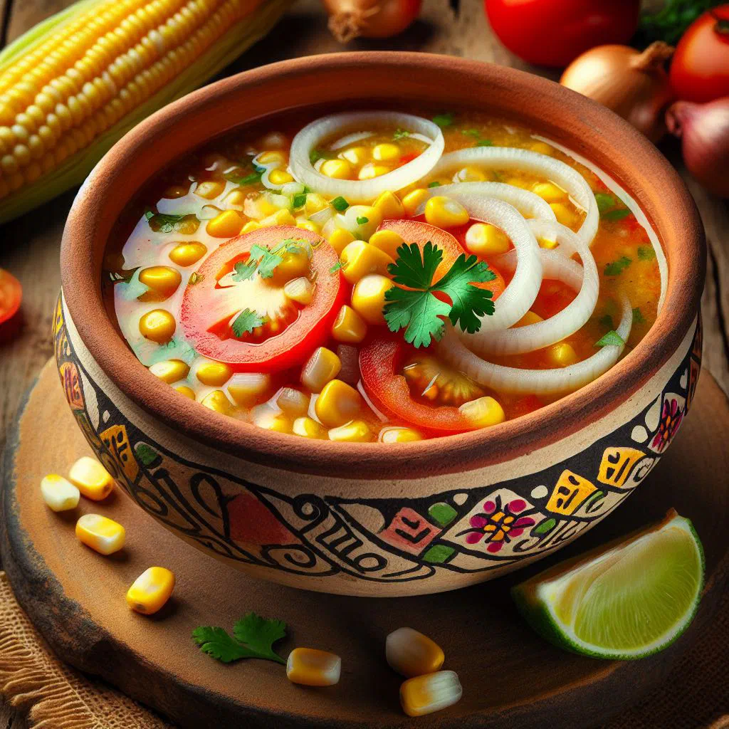 Golden baked Pesada de Maíz cornmeal dish topped with fresh herbs