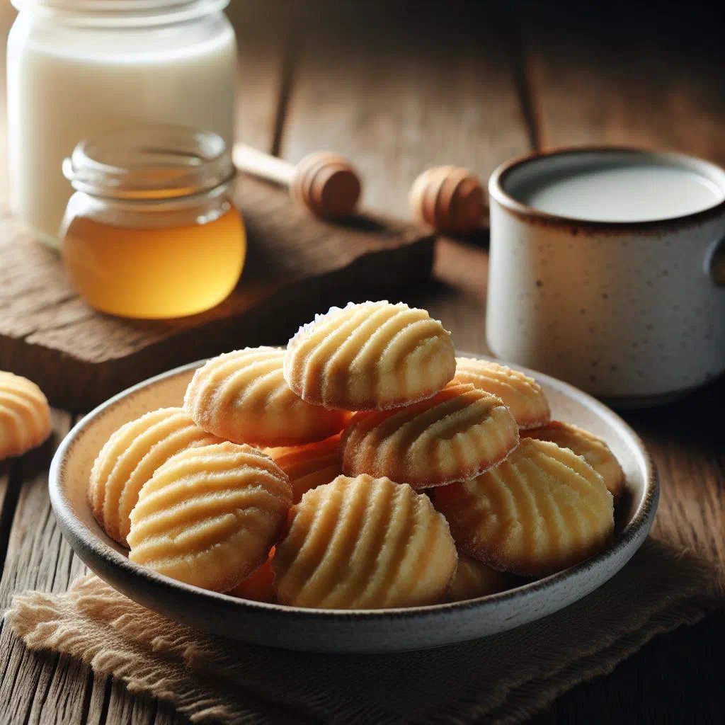 Golden cassava-flour biscuits cooling on a rack