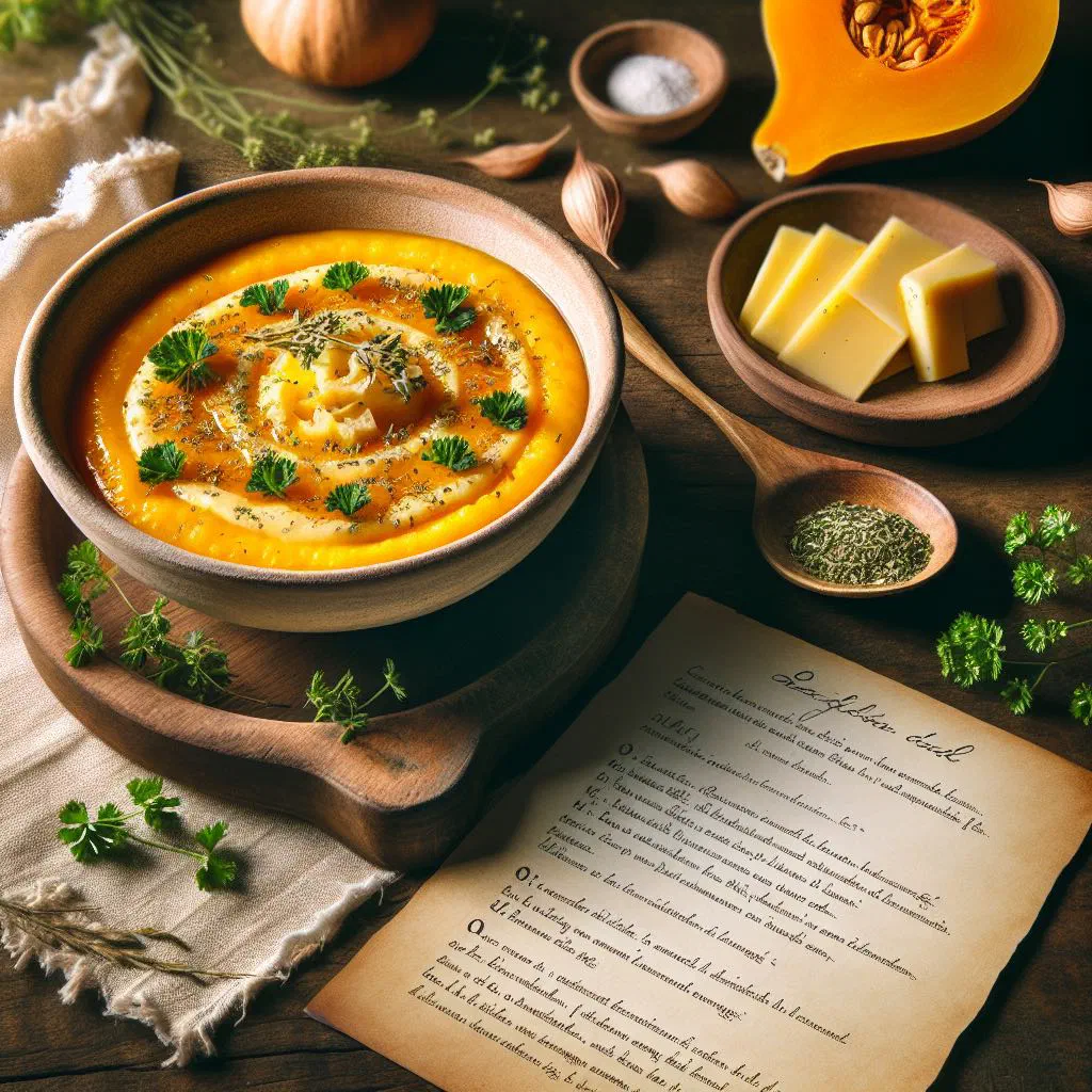 Bowl of Kiveve with chicken, pumpkin and sweetcorn in a warm broth