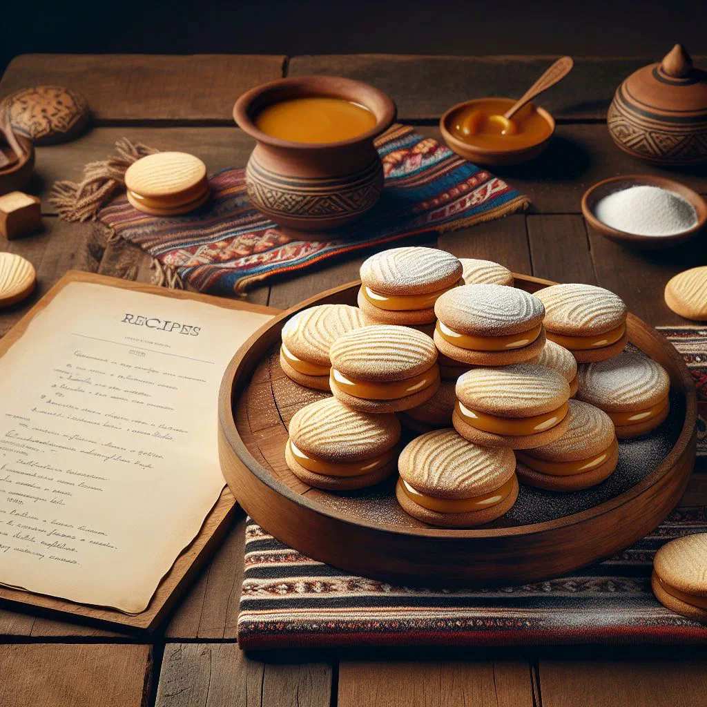 Alfajores biscuits filled with dulce de leche and dusted with icing sugar