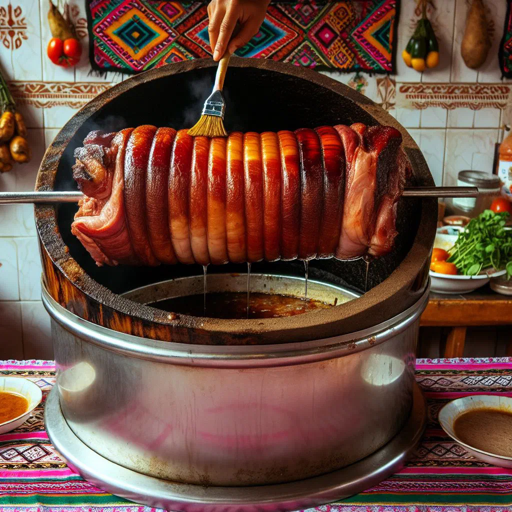 Cylinder-grilled Peruvian pork served with fresh herbs and lemon