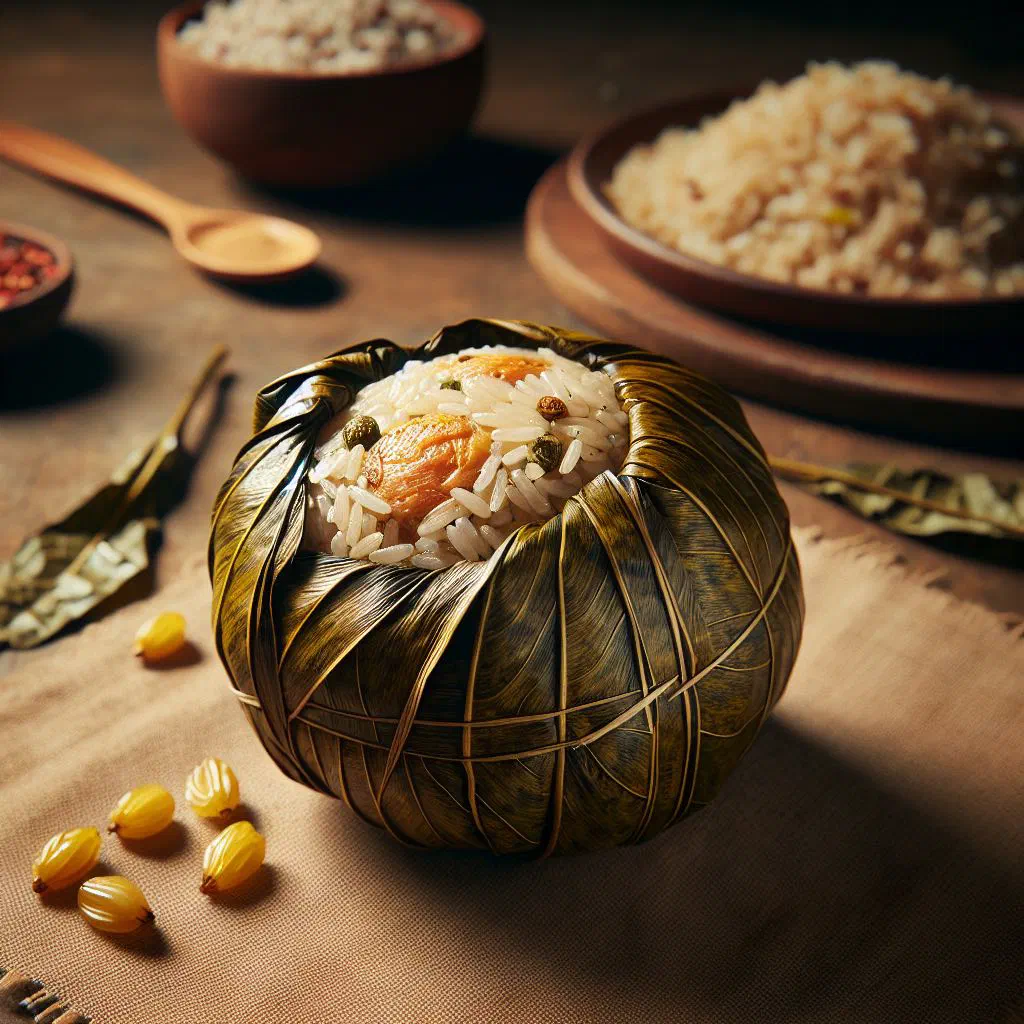 Juanes de gallina, a rice and chicken parcel wrapped in banana leaf