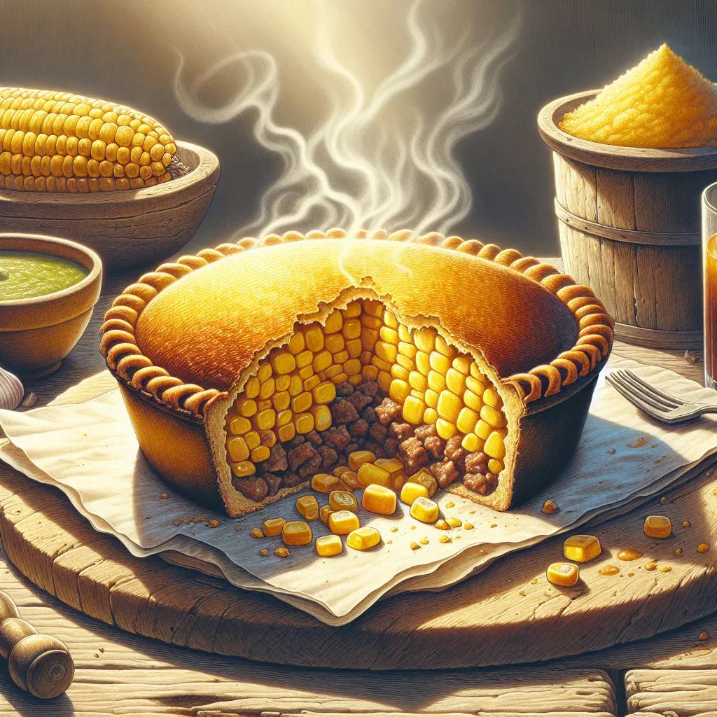 Golden-baked pastel de choclo with a creamy sweetcorn topping and savoury filling