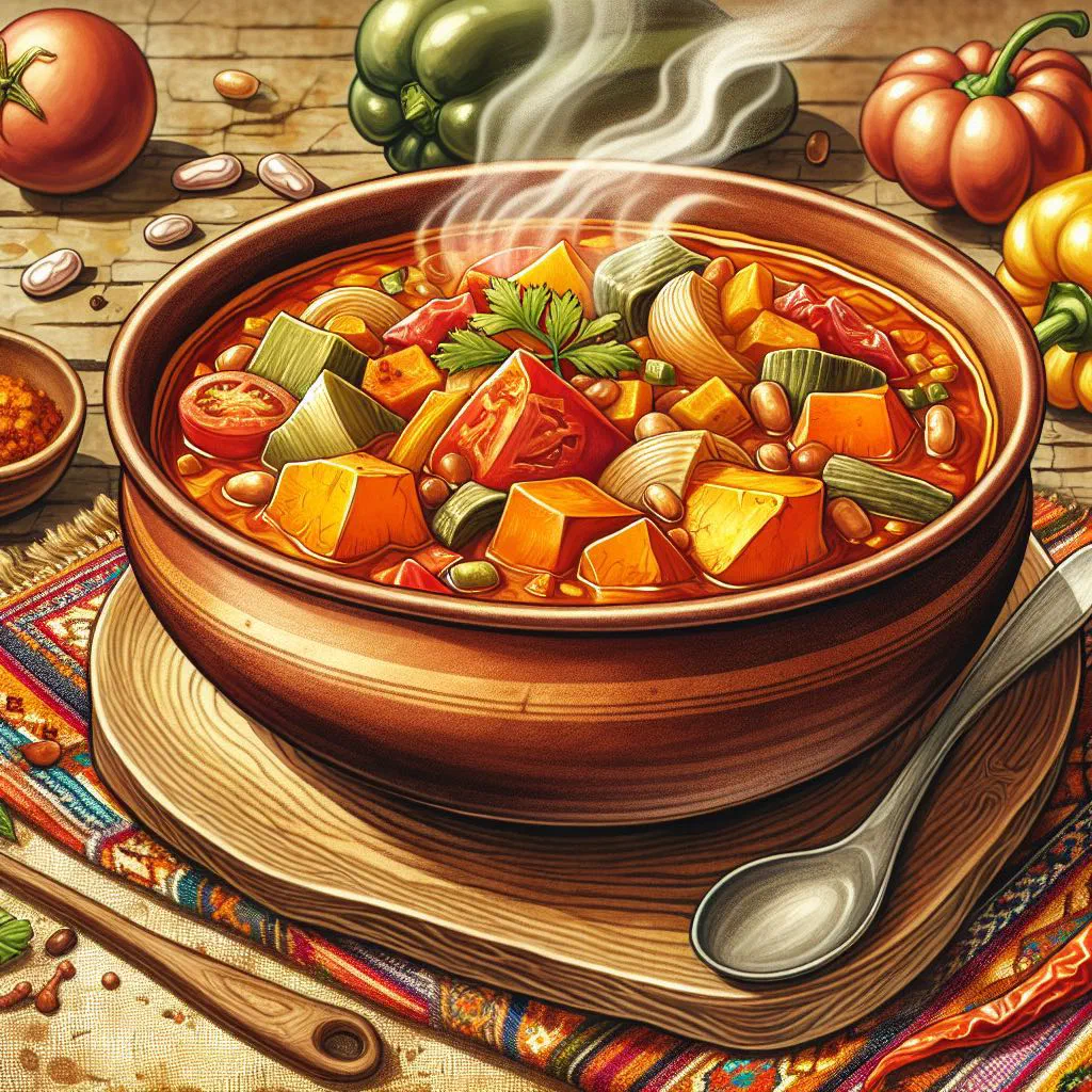 Peruvian squash stew garnished with fresh coriander in a bowl