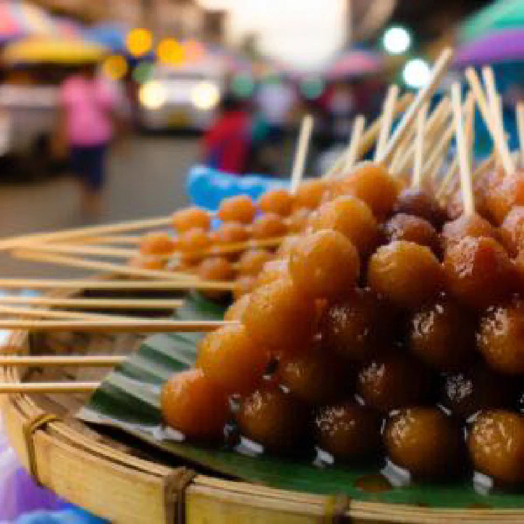 Golden deep-fried carioca rice balls rolled in sugar on a plate
