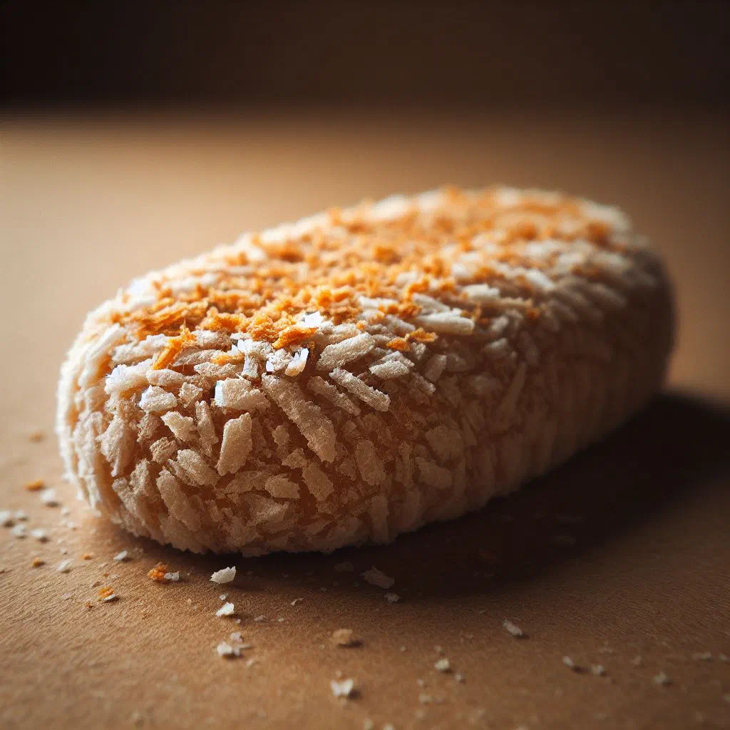 Soft cylinders of espasol dusted with toasted rice flour on a plate