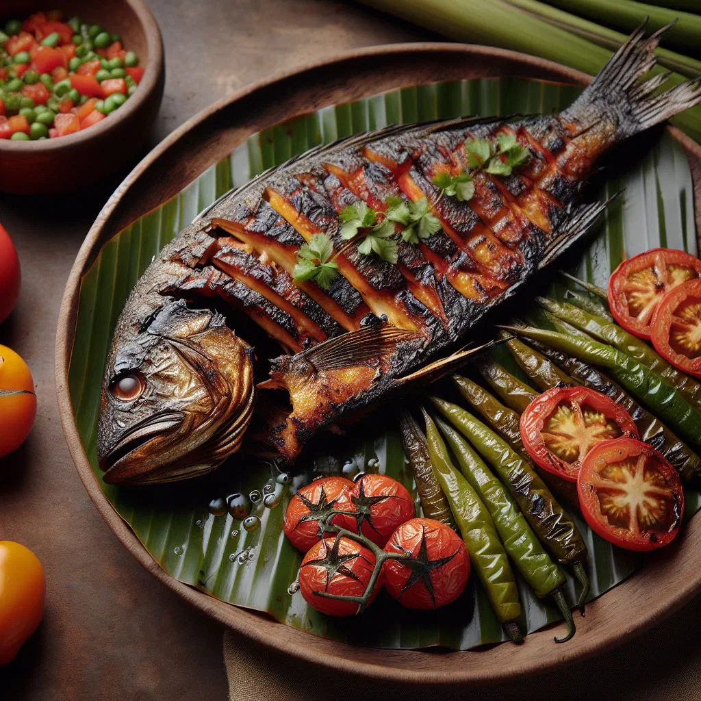 Whole grilled marinated fish served with calamansi and dipping sauce
