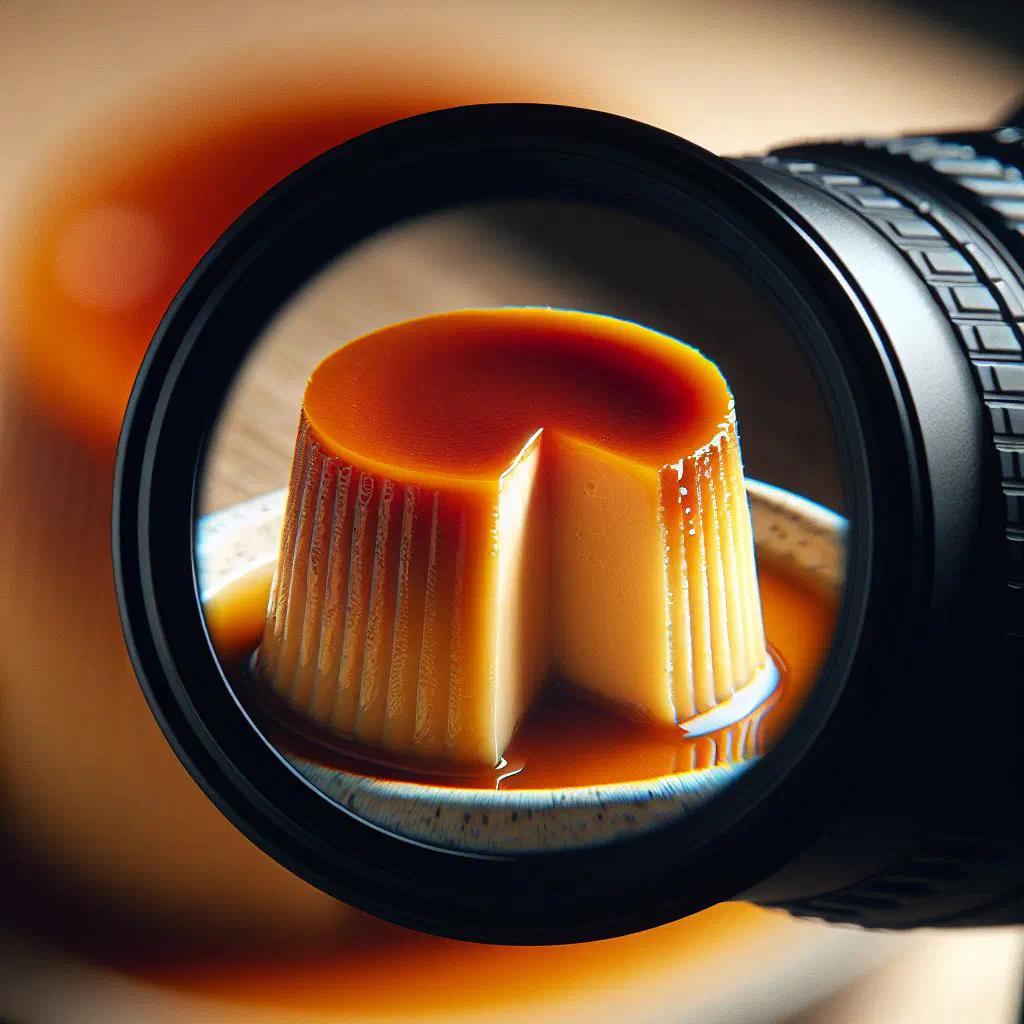 Silky leche flan turned out of its mould with caramel running down the sides