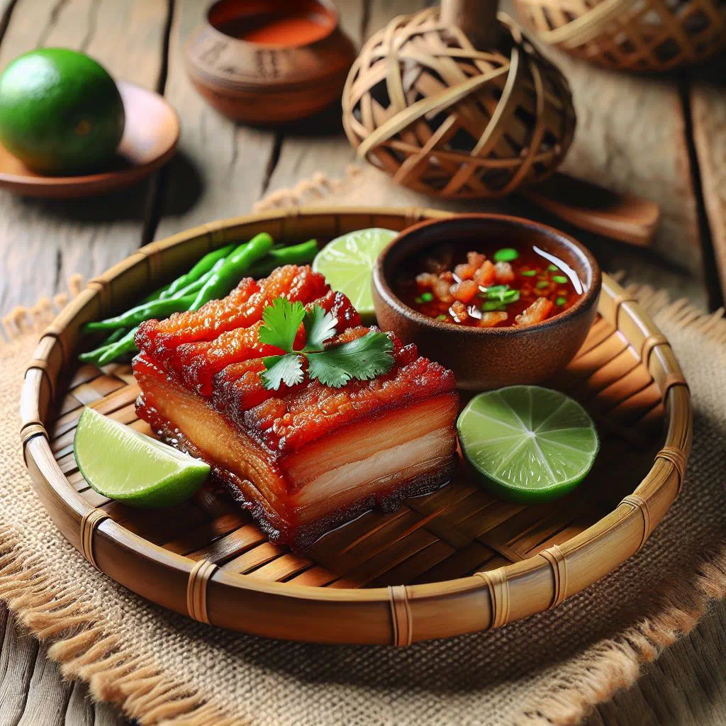 Golden, crispy deep-fried pork belly slices served on a plate