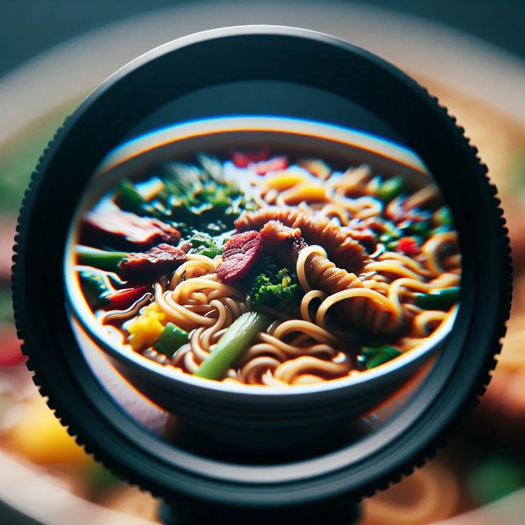 A steaming bowl of Filipino lomi noodle soup topped with spring onions