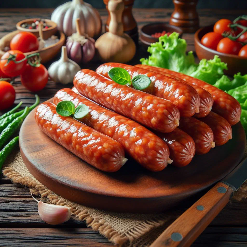 Golden-brown Longganisa Lucban sausages served with rice