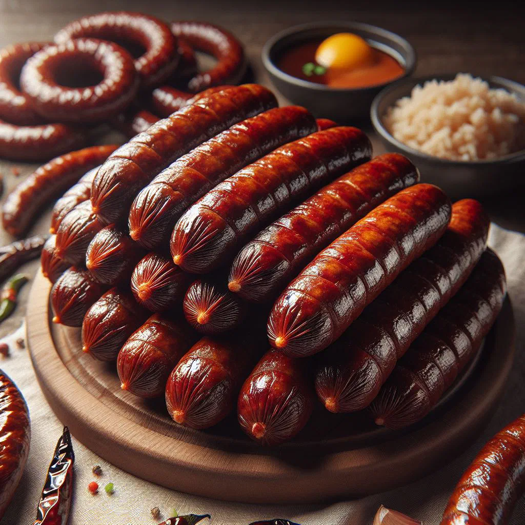 Filipino longganisa sausages served with garlic rice and a fried egg