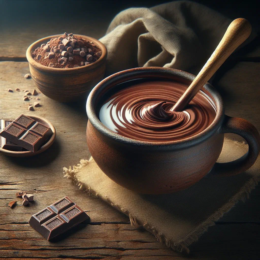 A steaming cup of Filipino tsokolate eh hot chocolate dusted with cinnamon