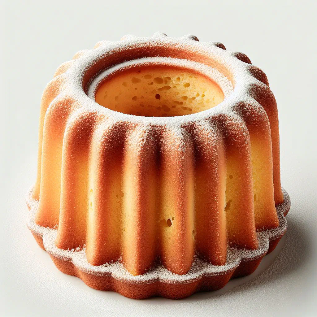 Golden Polish babka piaskowa dusted with icing sugar on a plate