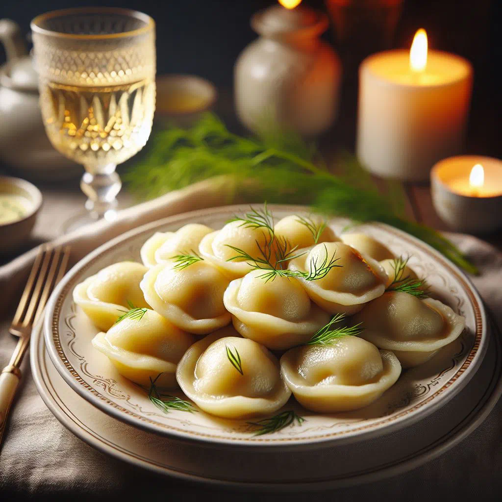 Round Silesian potato dumplings with their signature dimple, served in a bowl