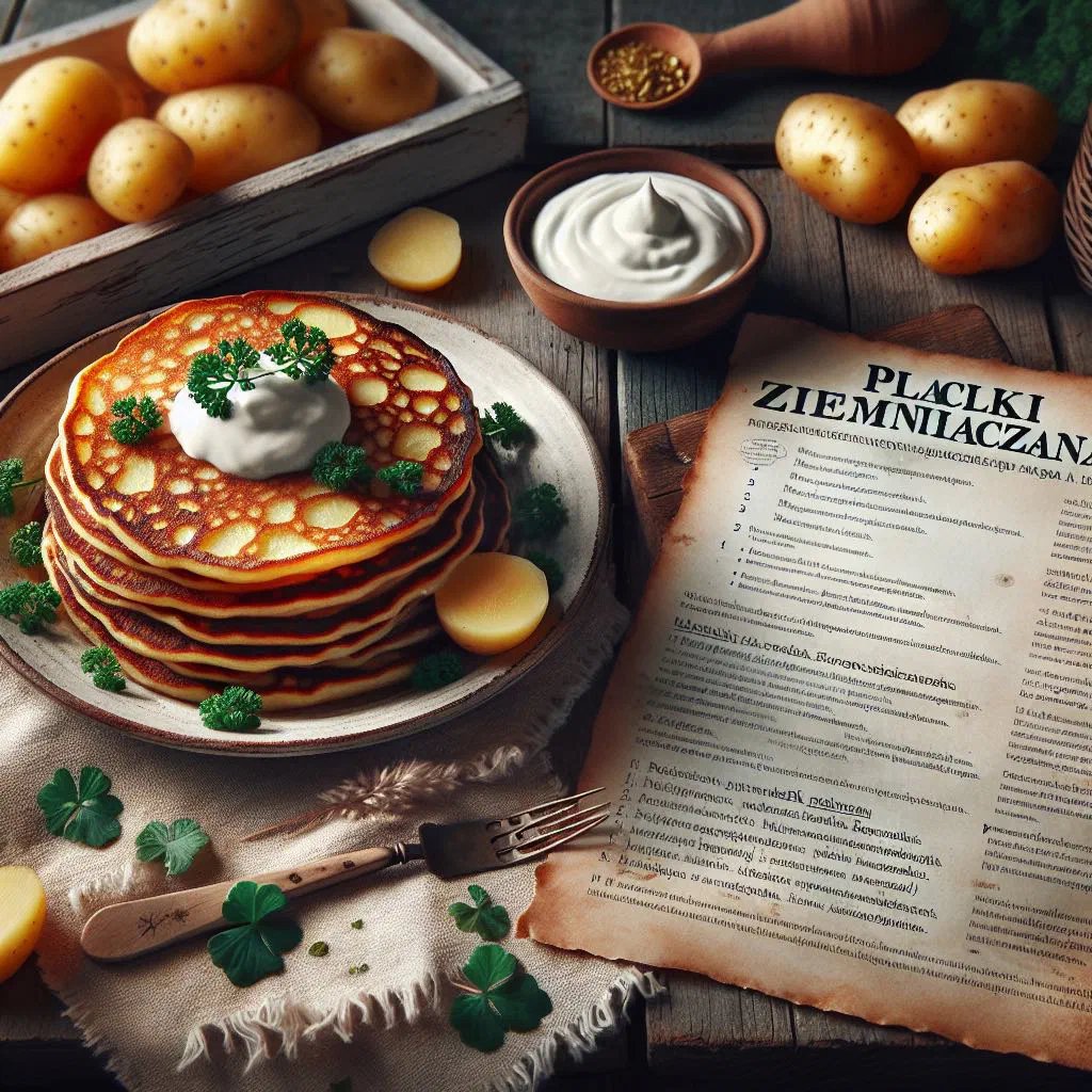 Golden, crispy Polish potato pancakes stacked on a plate