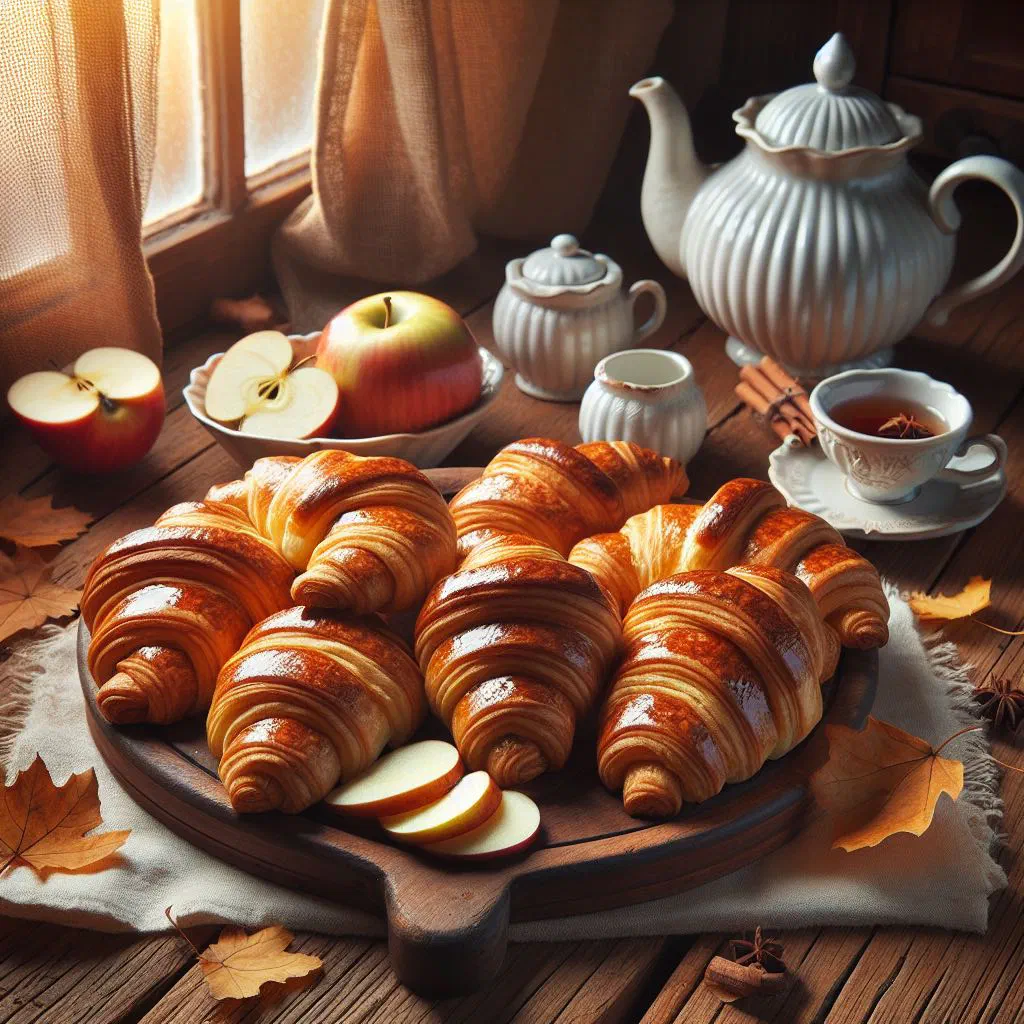 Golden Polish Saint Martin's croissants dusted with icing sugar