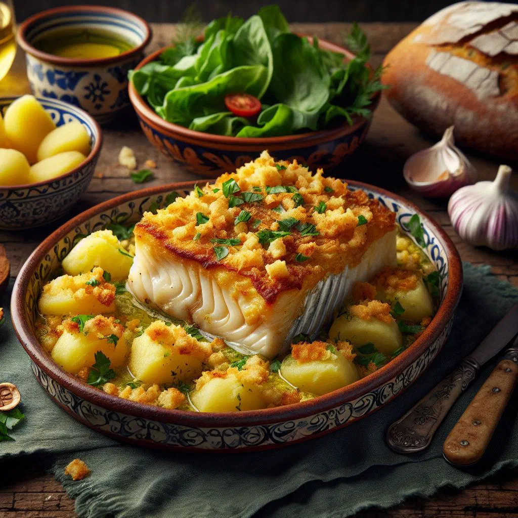 Baked cod topped with golden, crunchy cornbread crust