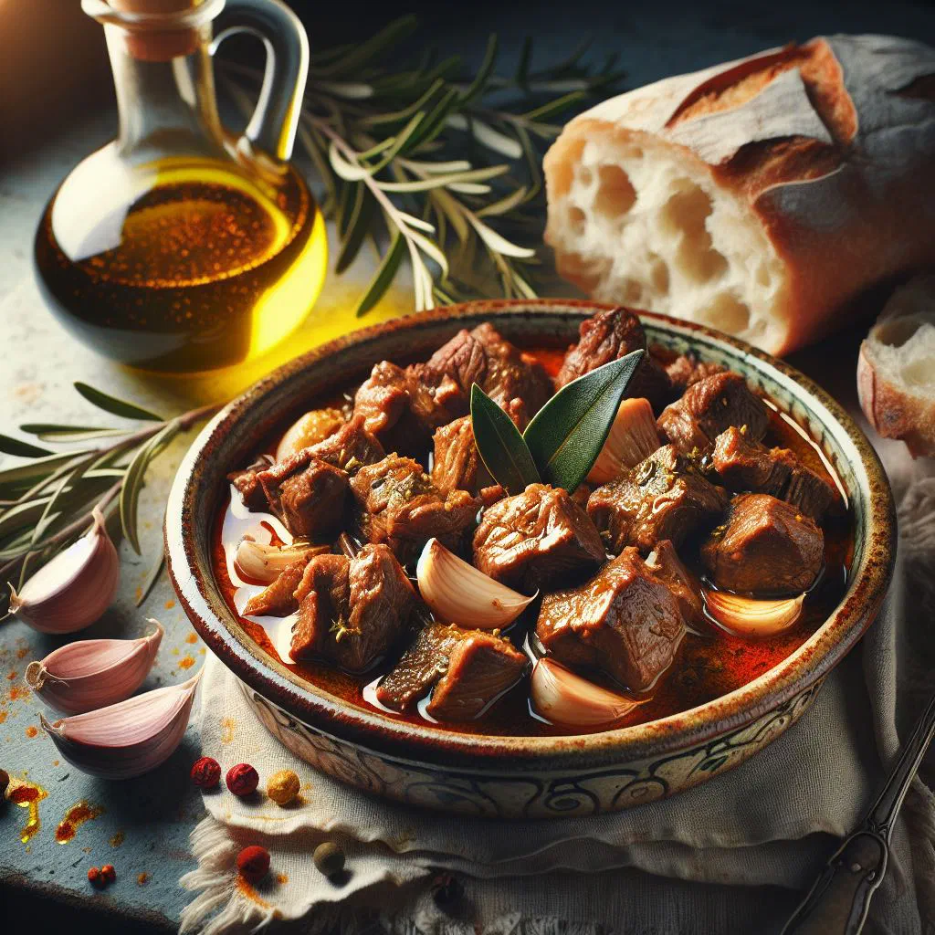 Portuguese braised lamb with carrots in a rich red wine sauce