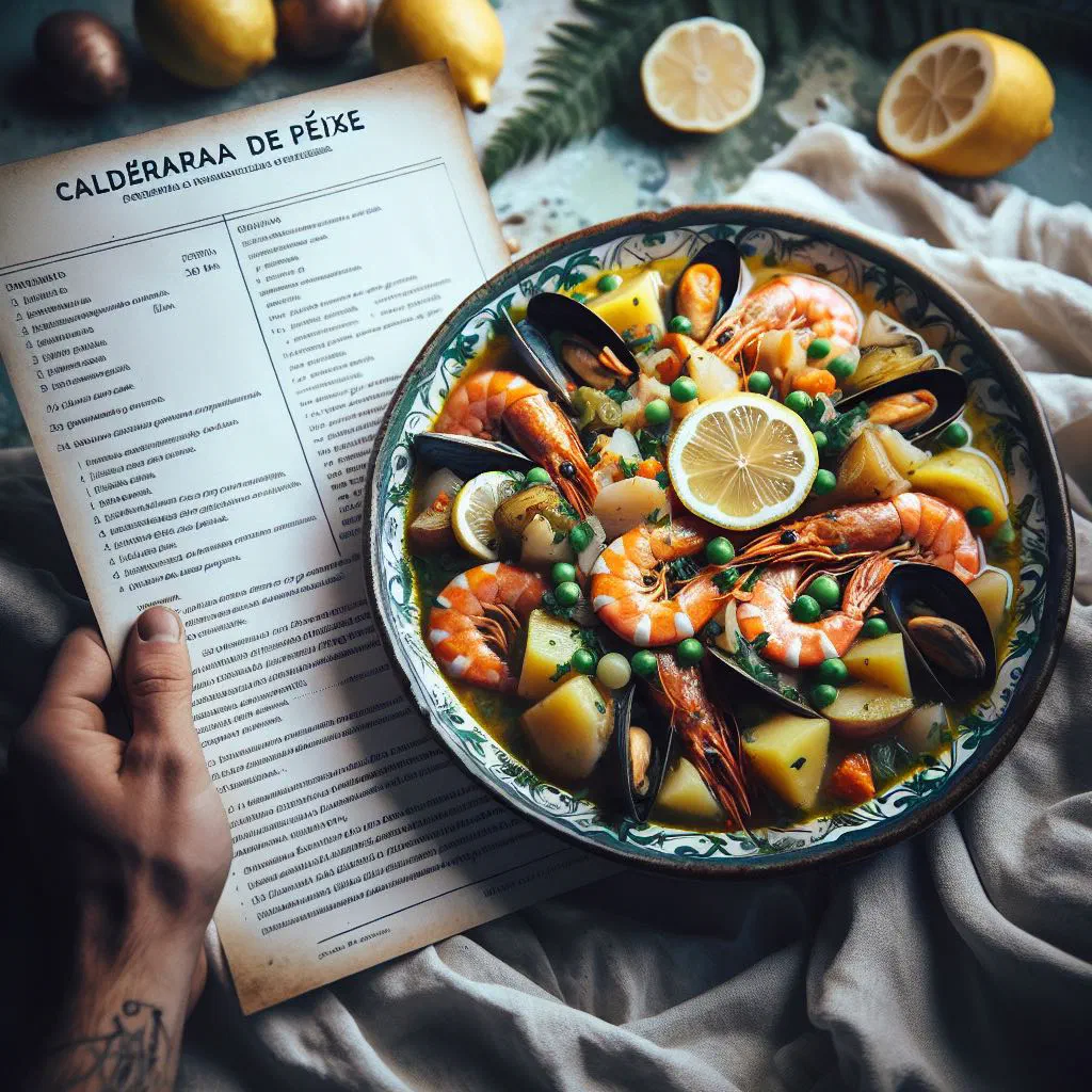 Portuguese caldeirada de peixe fish stew with vegetables and fresh parsley