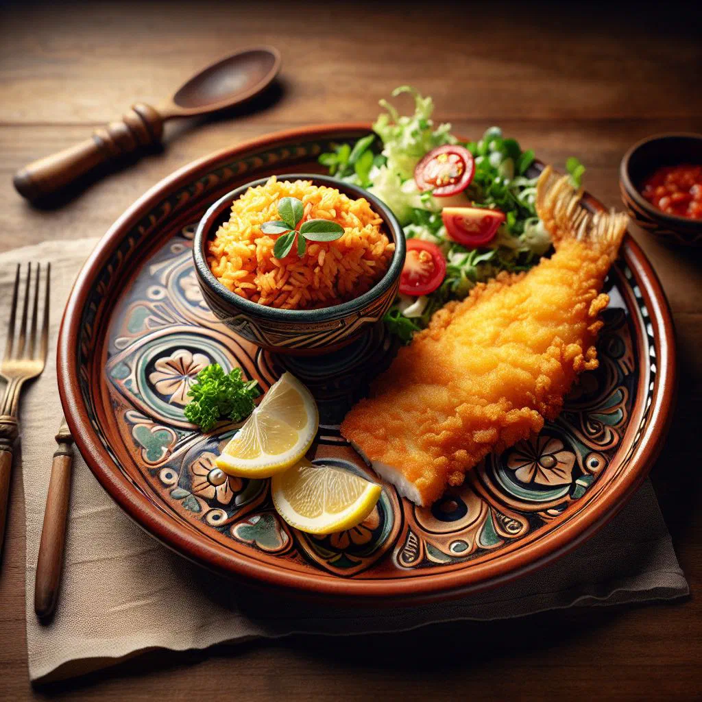 Crispy fried sardines served over rich tomato rice with fresh herbs