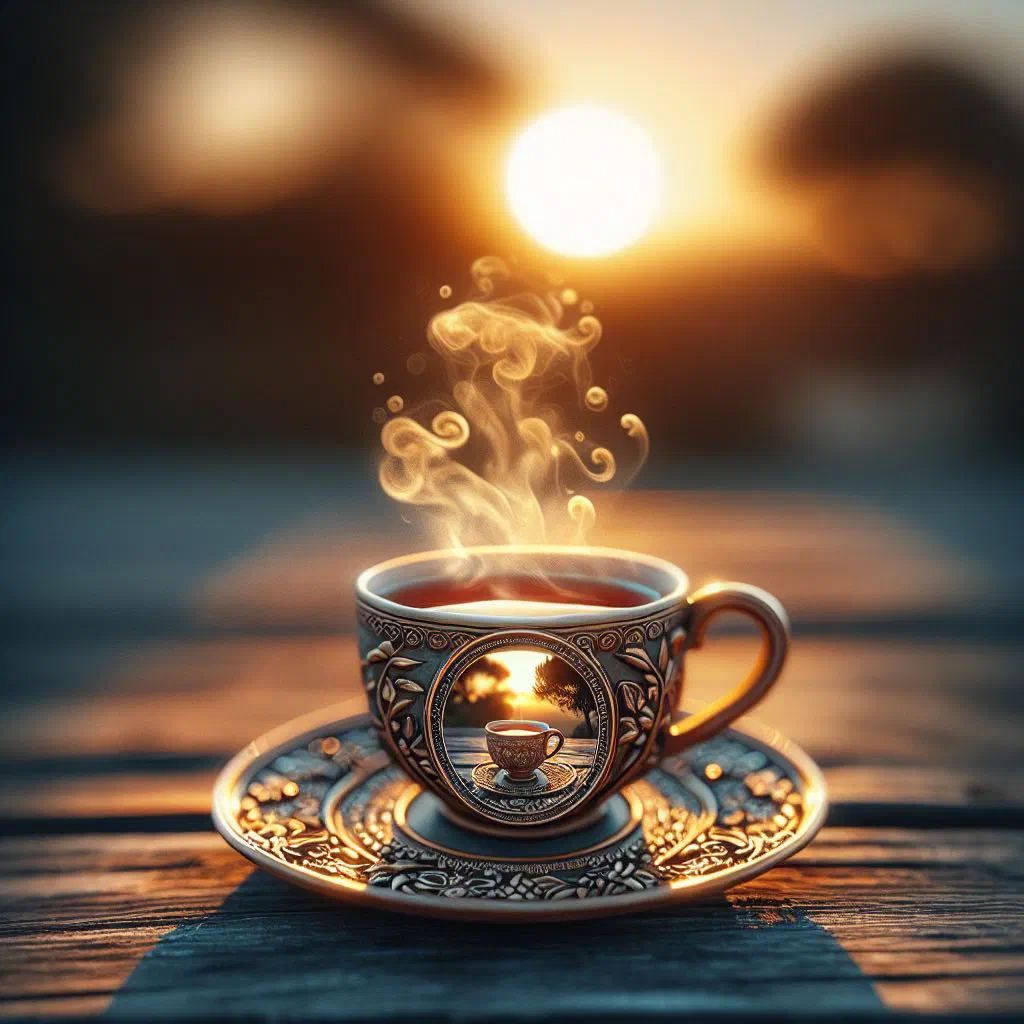 A warm cup of St John's wort tea with honey and a slice of lemon
