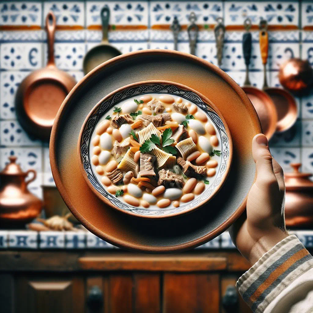 Tripas à Moda do Porto served in a deep bowl with parsley garnish