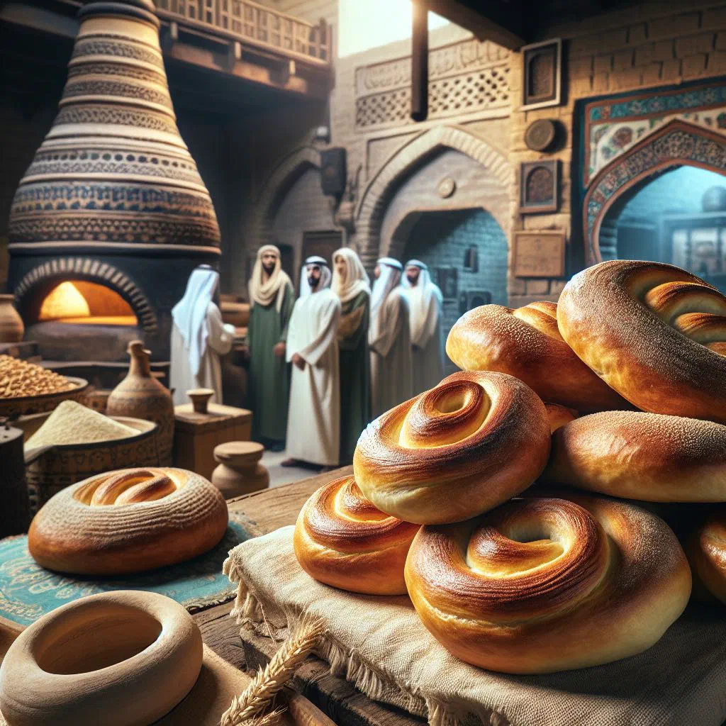 Soft round Arabic flatbread stacked on a rustic wooden board
