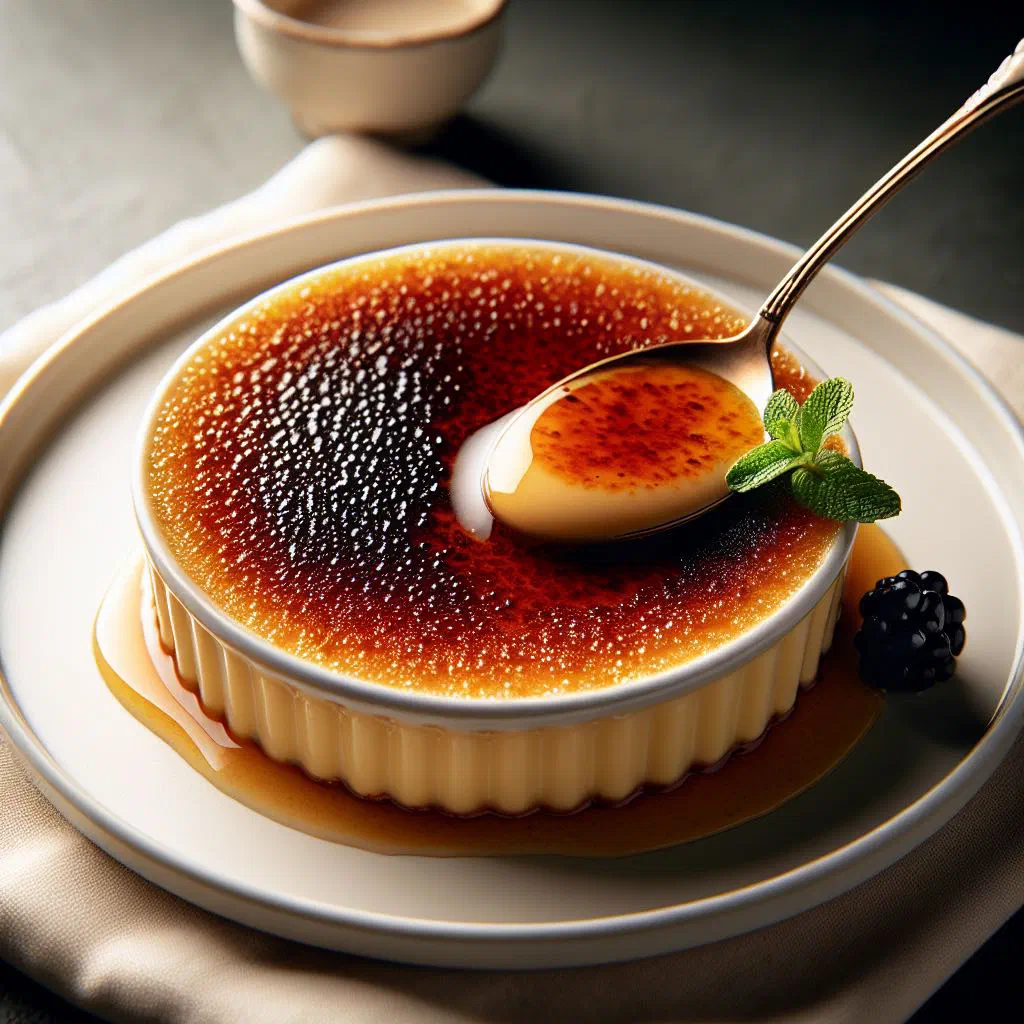 Turned-out Romanian caramel custard glistening with burnt-sugar caramel