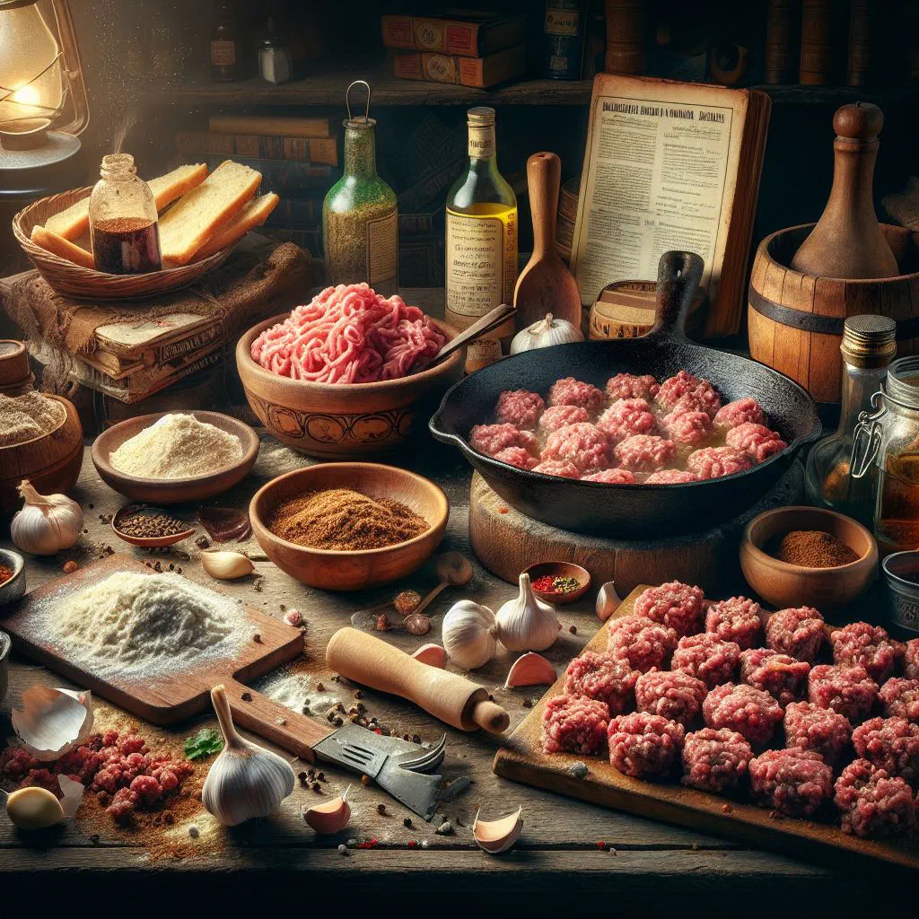 Golden-fried Romanian pârjoale meatballs garnished with fresh parsley
