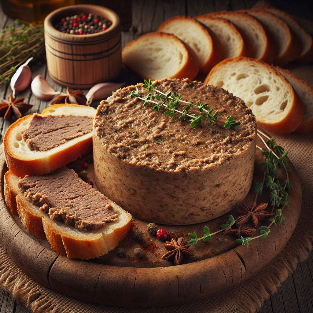 Smooth homemade chicken liver pâté served with slices of fresh bread