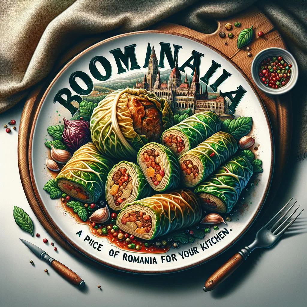 Romanian sarmale cabbage rolls in tomato sauce with a dollop of soured cream