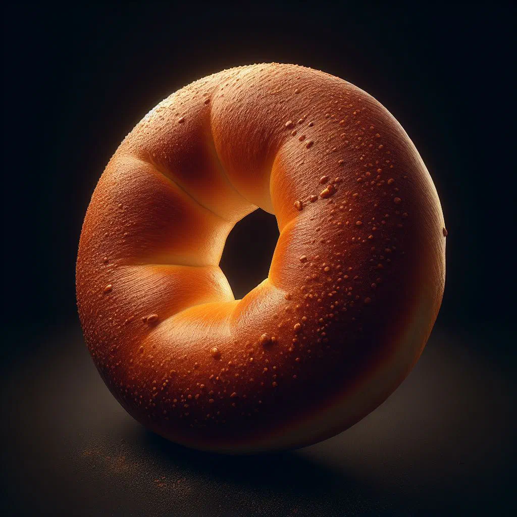 Golden ring-shaped bubliki bread rolls dusted with poppy seeds