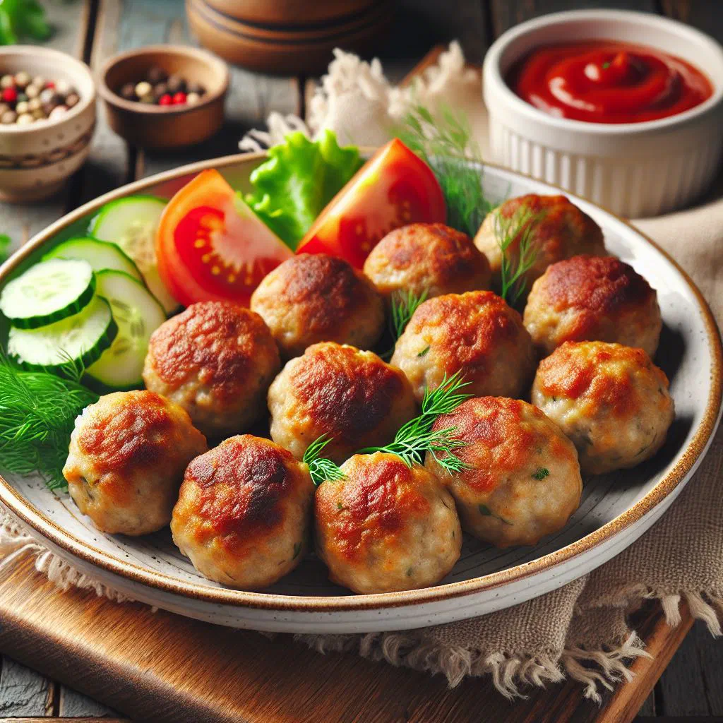 Golden buckwheat fritters served with fresh herbs and a creamy dip