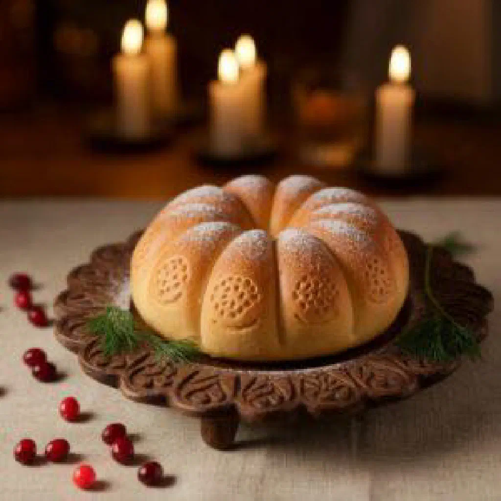 Round golden-fried kolobok buns on a plate