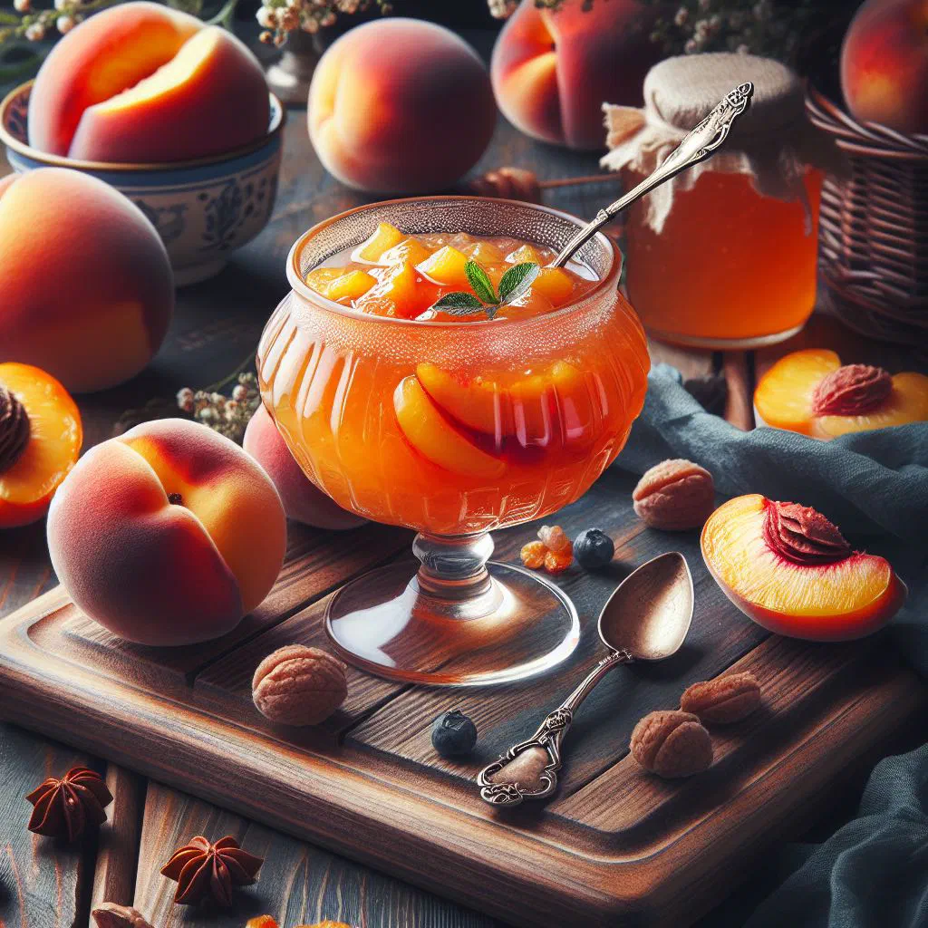 A glass of ruby-red lozovyj kompot with apple and cherry pieces and a cinnamon stick