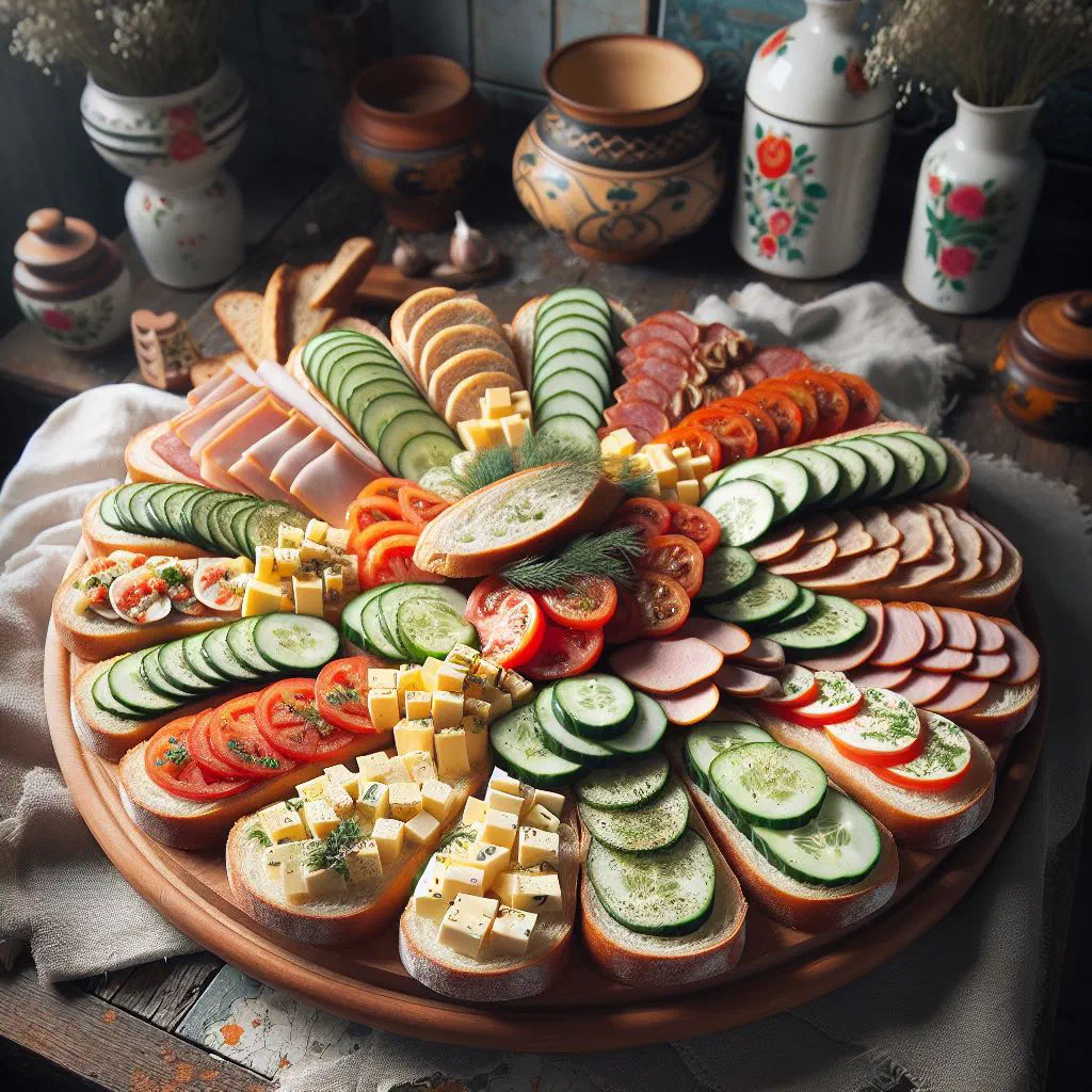 Slices of dark rye bread topped with a creamy herb spread