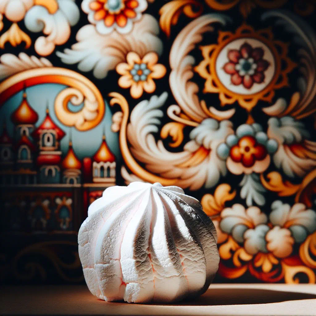 Soft pink and white zefir marshmallow swirls on a plate