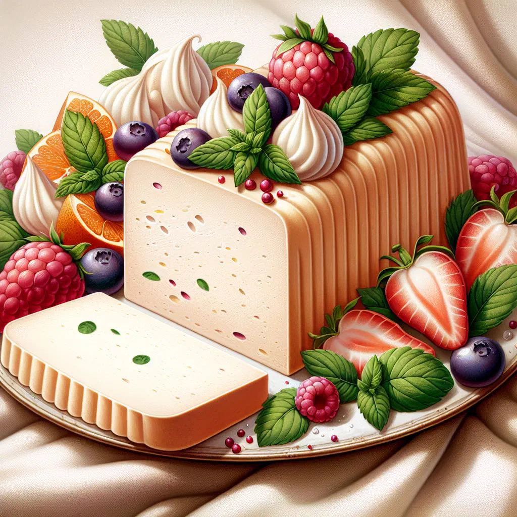 Sliced semifreddo dessert with chocolate on a plate