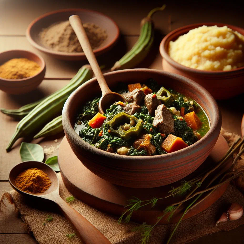 Calulu de carne meat stew with peppers and fresh coriander in a bowl