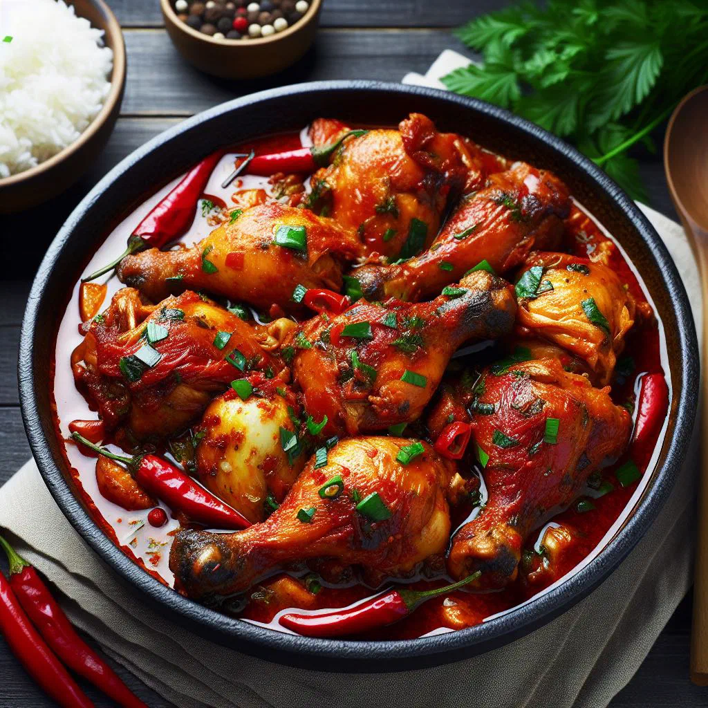 Moamba de galinha chicken stew in a rich peanut and palm oil sauce