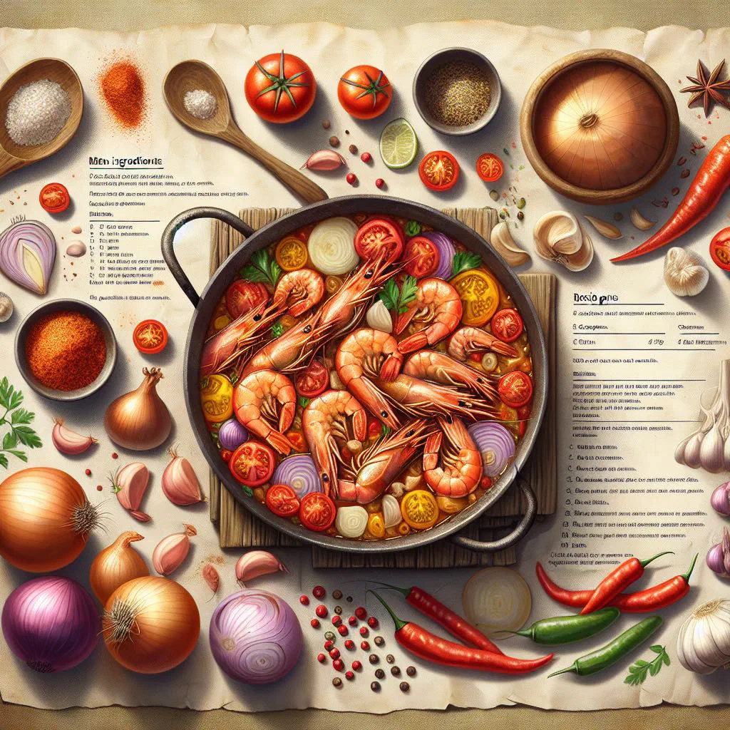 Prawn stew in creamy coconut sauce with peppers and fresh coriander